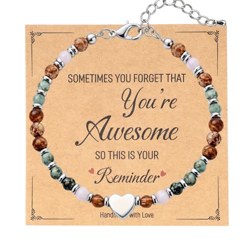 Bracelet femme en perles de 4 mm avec cœur, cadeau Saint-Valentin