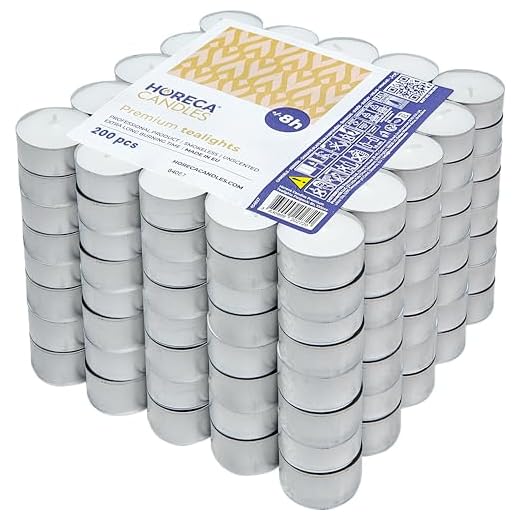 Horeca Candles - Teelichter 8 Stunden Brenndauer - Weiß - 200 Stück - Aluhülle - Kerzen zum Feiern, Deko, Hochzeit, Gastro, Party - Unparfümiert - Premium Qualitä