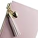 SUMGOGO Wallets for Women Slim Clutch Purse Handbag Card Holder Womens Long Tassel Zipper Pocket Fashion Taiga Leather Billfold Wallet (Pink)