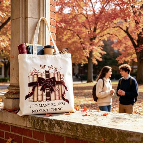 yuboo Cute Canvas Tote Bag, Book Lovers Gifts - Christmas Gift for Women - image 6