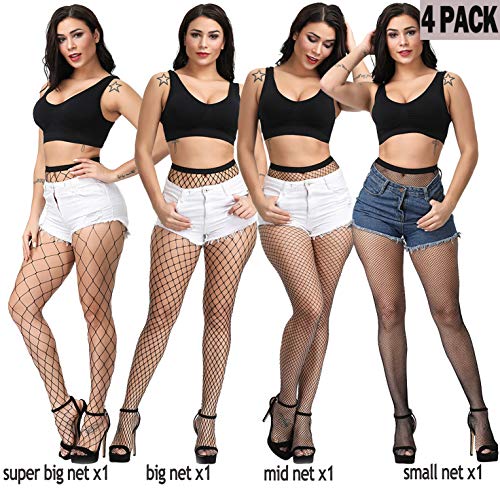 Image of Women's Floral Fishnet Stockings with Attached Garter Belt