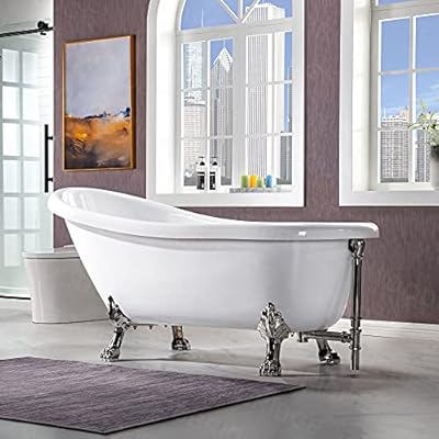 WOODBRIDGE B0023-B/N-Feet+B/NDrain Bathtub, Brushed Nickel