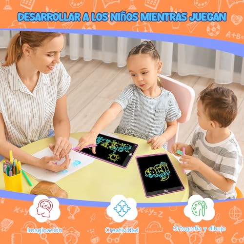 Electight 12 Pulgadas 2 Packs Tableta Escritura LCD Color, Tablet Escritura Pantalla Colorido Infantil, Juguetes Educativo Niños con Borrable y Bloqueo Función, Hogar, Escuela, Rosa - imagen 4