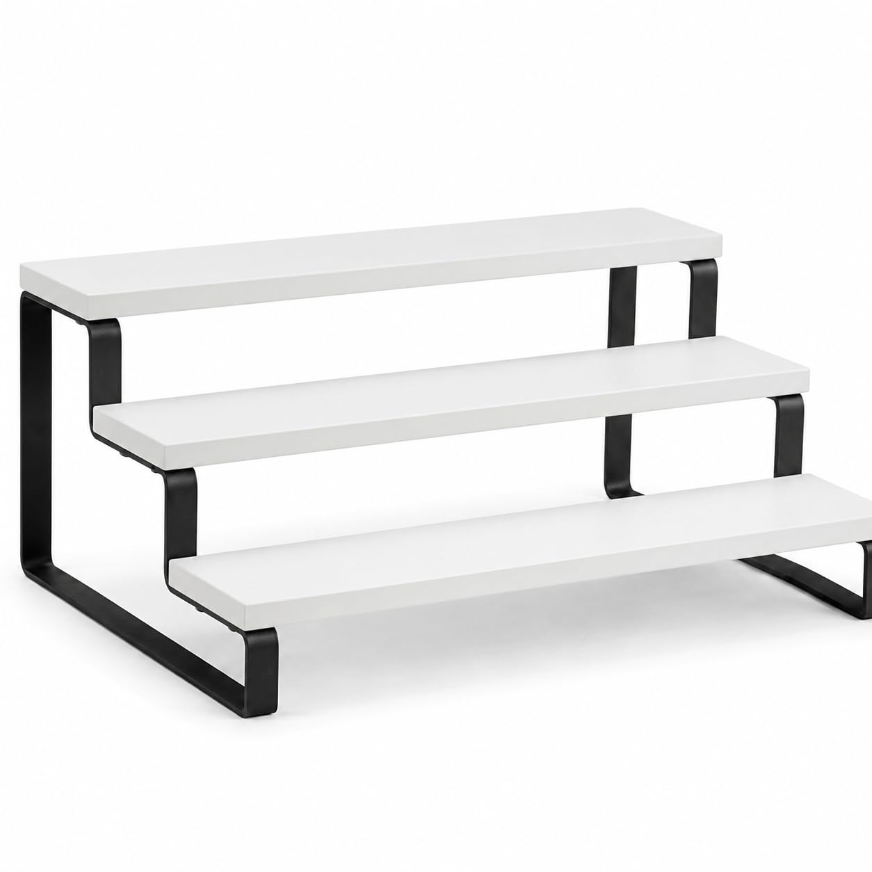 3-Tier Cabinet Organiser Shelf, 35.1x24.1x15.2 cm, White | Stepped Storage Rack, Metal Frame, Kitchen Pantry Use, Space-Saving Design, Countertop Organiser-image-12