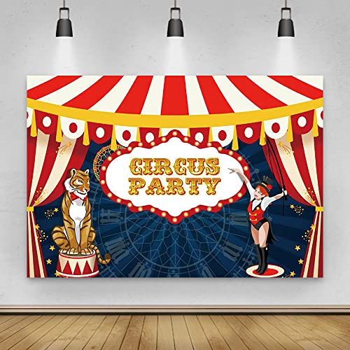 Renaiss 2.7x1.8m Circo Carnaval Fondo Carpa de Circo roja Animal Fondo de fotografía Cumpleaños de niños Decoraciones para Fiestas Bandera Baby Shower Accesorios para Fotos