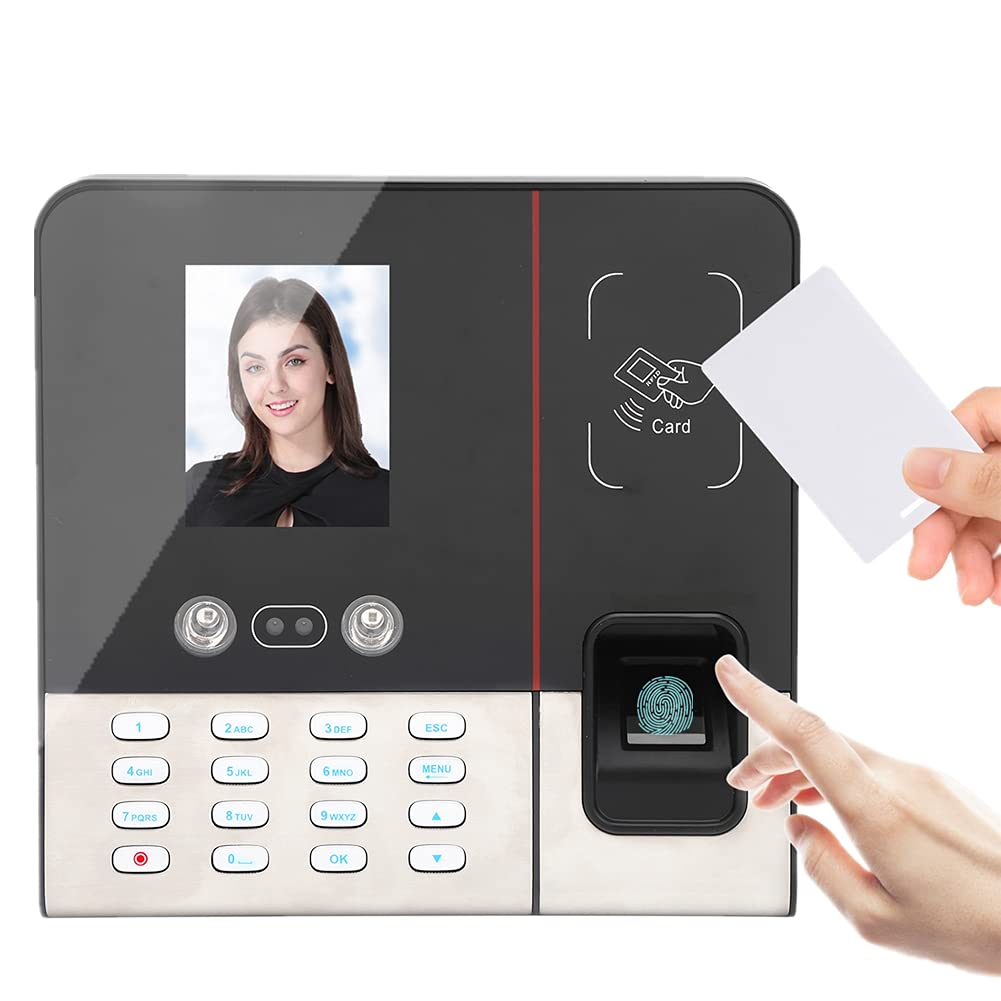 2.8in TCP/IP Fingerprint Attendance Machine, Face Fingerprint Password ID Card Recognition Time Attendance Clock, Biometric Password Access Controller, for Employee Checking-in Recorder(UK)