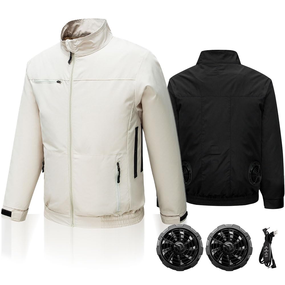 WHDLXH Summer Fan Clothes Men, Fan Jacket Air Conditioning Clothes (US, Alpha, 3X-Large, Regular, Regular, Black)