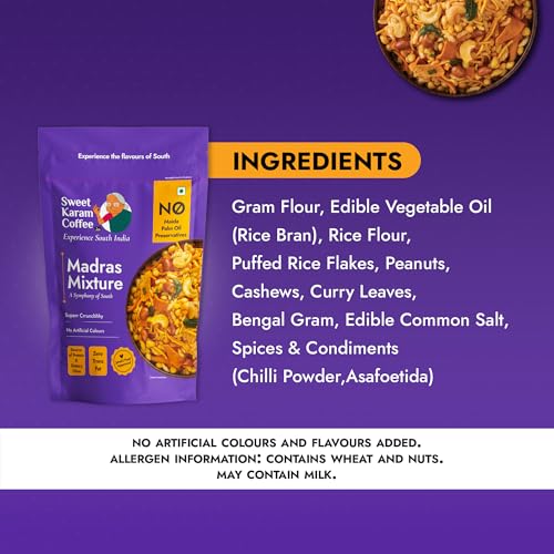 Image of Sweet Karam Coffee Special Madras Mixture - 200grams | No Palm Oil or Preservatives | Authentic South Indian Namkeen Snack | Crispy & Fresh Homemade Taste | Perfect Tea-Time Savory