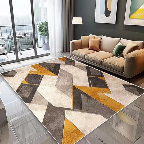 Tapis de sol antidérapant de salon moderne géométrique lavable 140x200 - 2