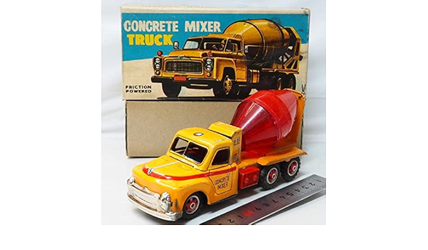 Amazon | ウサギヤ コンクリート ミキサー トラック黄色 ブリキ自動車