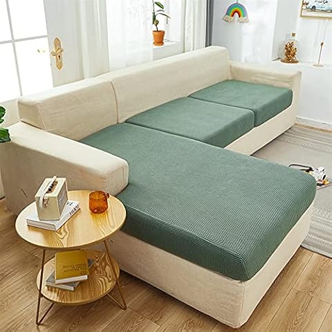 Reyox Diamond Jacquard Stretch Couch Cushion Covers Individual Slipcovers Cushions Soft Elastic Fitted Sofa Seat Cover Chair Loveseat Covers Non Slip Furniture Protector 15-21" W,15-21" L Green Cover