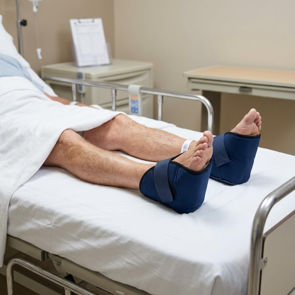 Taloneras Antiescaras – Par de Protectores para Talón, Pie o Codo para Prevención de Úlceras y Llagas por Presión – Uso Diario en Cama o Silla de Ruedas – Talla Única, Azul Marino