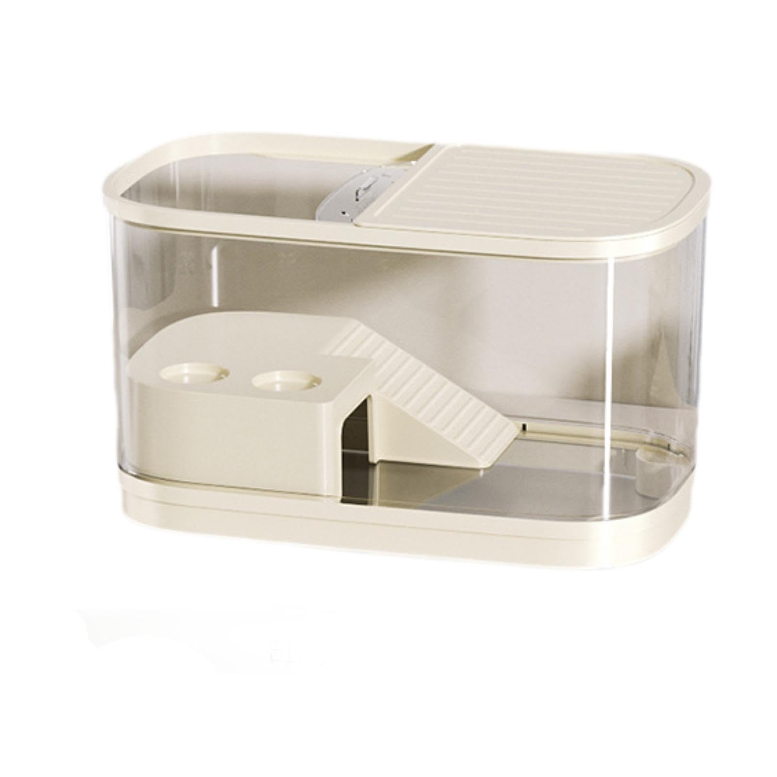 Acquario per Tartarughe, Acquario per Tartarughe con Coperchi, Accessori per Rettili, Habitat per Rettili, con Piattaforma per Rane, E Draghi B, Beige Medio