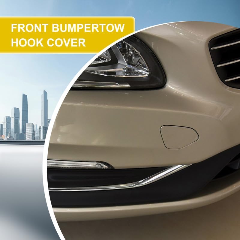 Car Front Bumper Tow Hook Cover Cap Compatible With Volvo S60 S60L V60 2014-2018, Right Passenger Side, Black, Plastic, Modern Style, 39820294 31323839
