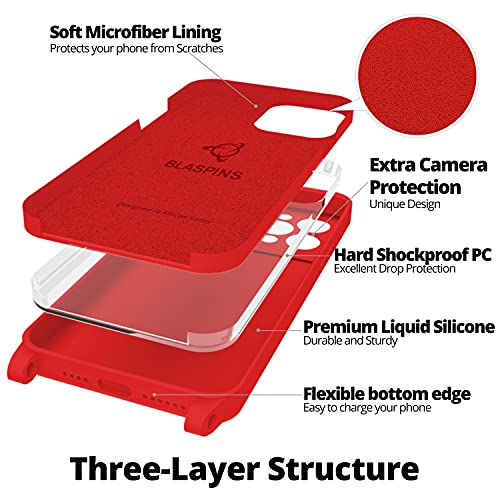 Blaspins Crossbody Strap Phone Case For Iphone 13 Pro Max, Adjustable Rope, Belt Neck Lanyard, String Detach Lanyard, Drop Proof Sturdy, Wrist Hand Free Protective Cover 6.7 Inch 13 Pro Max - Red #TOP5