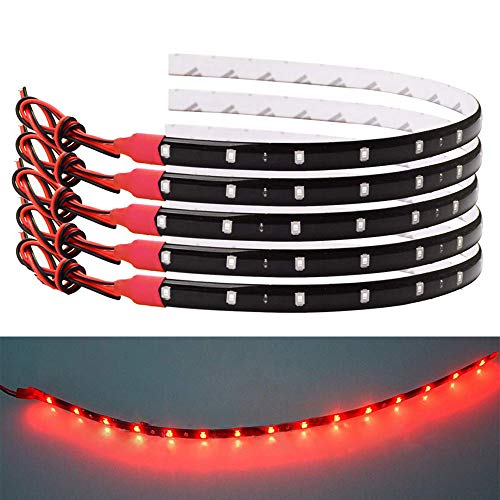 FICBOX LED Strip Light 12V Flexible Waterproof Underglow Lights for Car Motorcycles Golf Cart (Red, 10Pack)