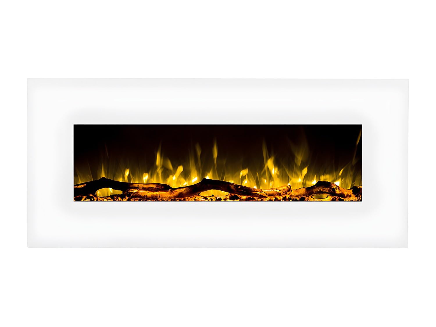 Caminetto elettrico da parete L110 x P14 x H49 cm Bianco - LALITA