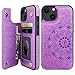 Vaburs Compatible with iPhone 13 Case Wallet with Card Holder, Embossed Mandala PatternÂ Flower PU Leather Double Buttons Flip Shockproof Cover for Magnetic Car Mount 6.1 Inch (Purple)
