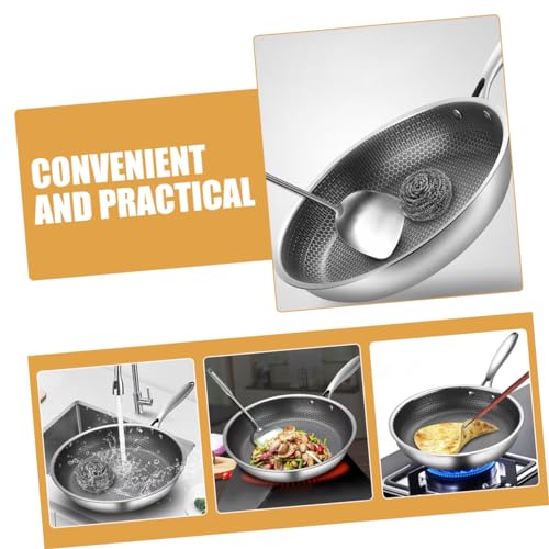 Wok de acero inoxidable con diseño de panal y mango ergonómico miniatura 5