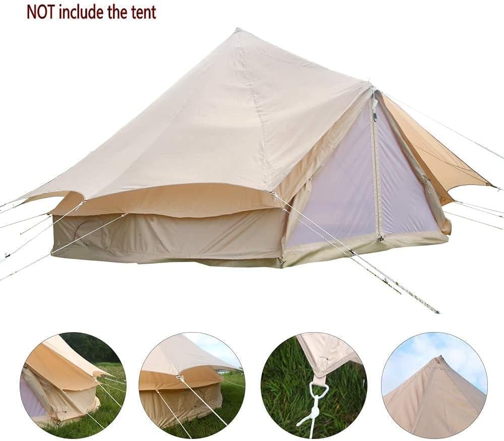 PlayDo 5M/16.4ft Waterproof Cotton Canvas Wall Tent Bell Yurts Tent with Stove Hole for 6-8 Person Camping Hiking Hunting Festival Party