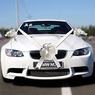 Time to Sparkle 5 Bows + 7M Ribbon Wedding Car Ribbon Decoration Kit Wrapping Large Bow (Ivory)