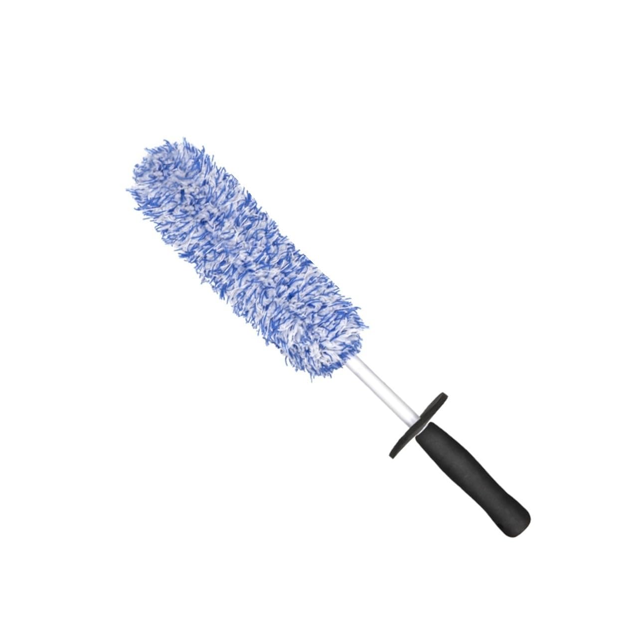 Wysokiej jakości pluszowa szczotka do mycia kół samochodowych, antypoślizgowy uchwyt, rękawica do czyszczenia lufy szprych koła(Blue brush 1pc)