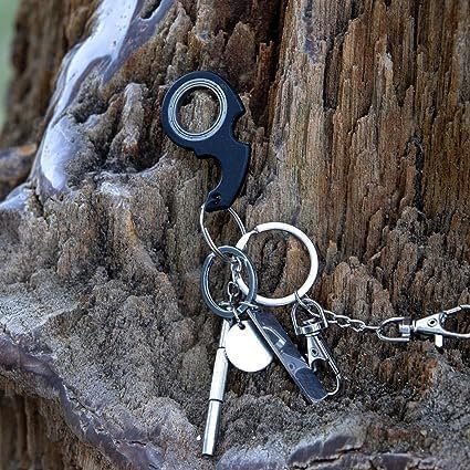 Miniatura 4 de 4 piezas de llavero negro Spinner Fidget Ring Toy Llavero Spinner Fidget Ring Metal Llavero Spinner Fidget Ring Tipo Juguete para Hombre, Mujeres y