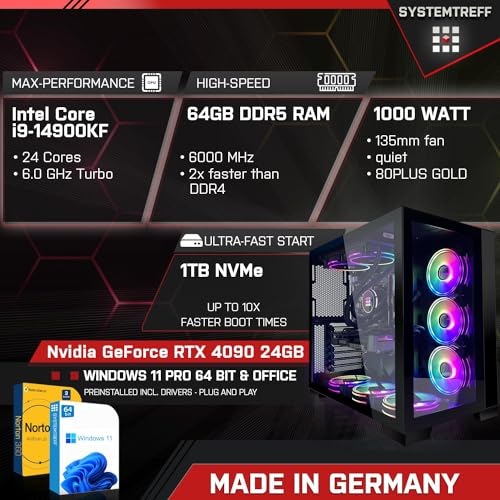 SYSTEMTREFF High-End Gaming PC Intel Core i9-14900KF 24x6GHz | Nvidia RTX 5090 32GB DX12 | 1TB M.2 NVMe | 64GB DDR5 RAM | Windows 11 | Desktop Computer Rechner für Gamer, Zocker & Streamer – Bild 3