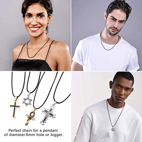 PROSTEEL Kunstleder Halskette/Armband Schwarz geflochten Lederkette Lederband 2mm/3mm breit Damen Herren Kette für Anhänger mit Edelstahl Verschluss 41-76cm wählbar - Image 5