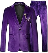 MAGE MALE Men’s Lapel Collar Thicken Suit Slim Fit 3-Piece Suit One Button Blazer Dress Business ...