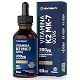 Vitamina K2 MK-7 Gotas | 200µg por Dosis Diaria | Sabor Natural a Menta | 50 ml Líquido Vegano | Alta Biodisponibilidad | Horbaach