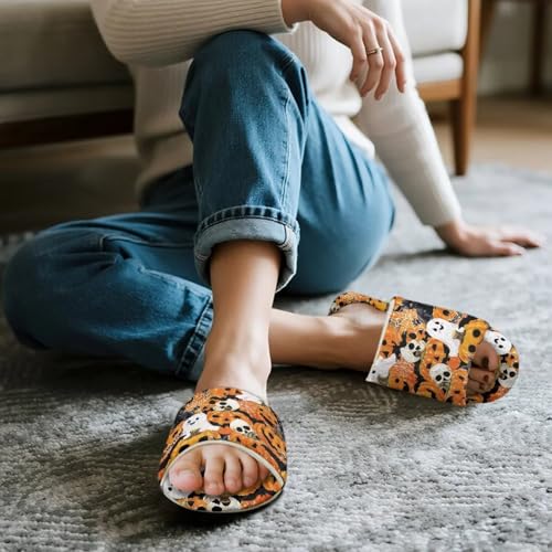 Forchrinse House Slippers for Women Men Flannel Open Toe Slippers Washable Reusable Spa Guest Hotel Shoes3