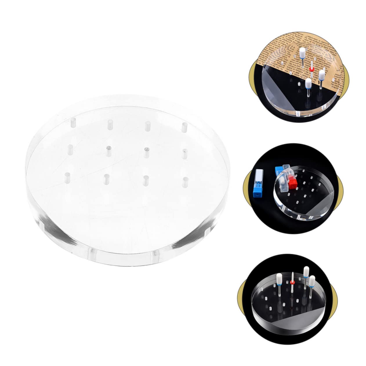 VICASKY Nail Grinding Head Display Rack 12 Hole Acrylic Organizer for Nail Salon