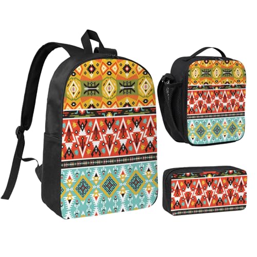 Sac à dos plumes bohème 3 en 1 pour voyager et étudier avec son sac lunch assorti