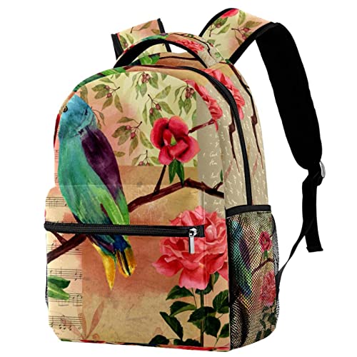 Sac à dos mignon oiseaux rouges rose musique vintage homme et voyage