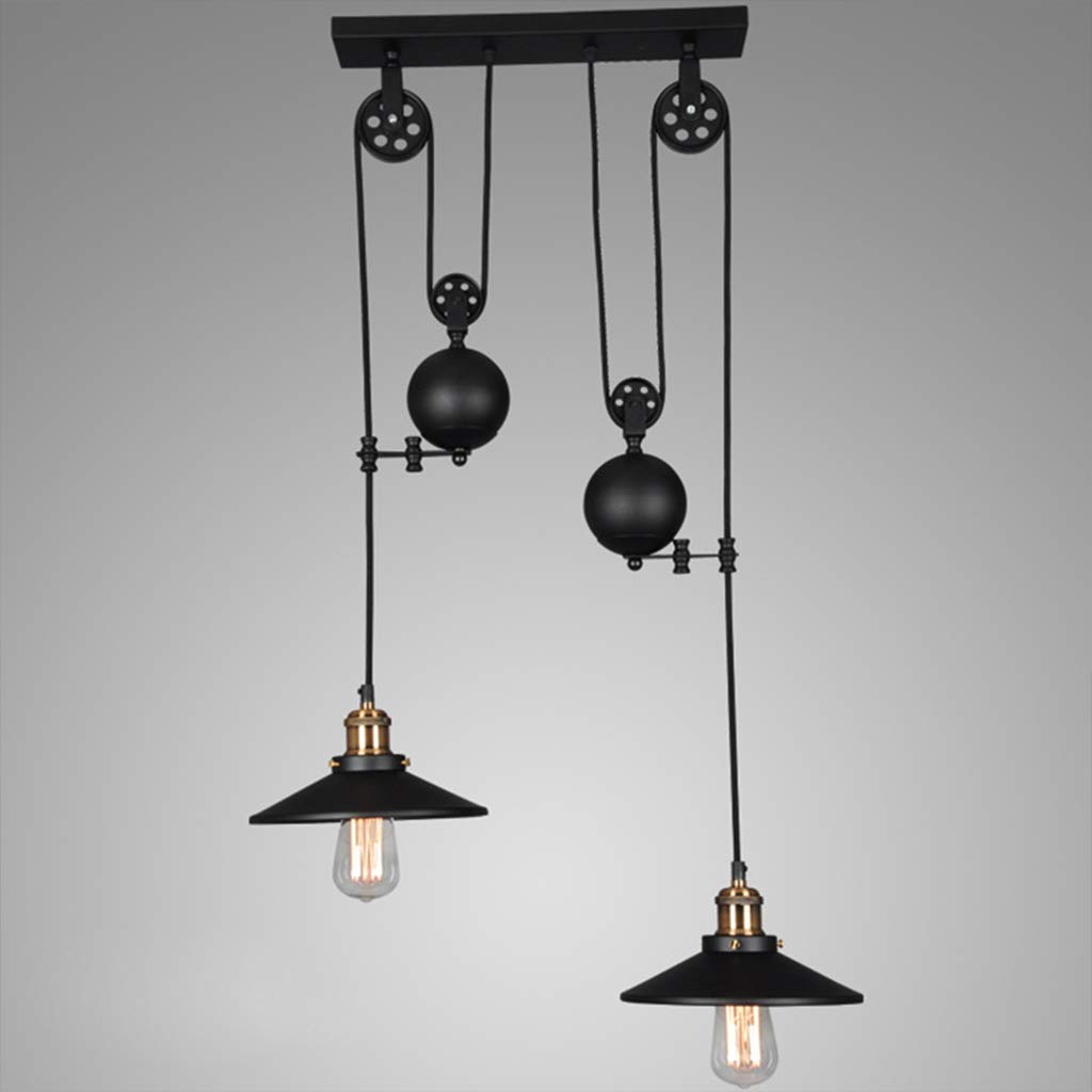 Pendentif E27 Vintage Lampe Suspendue Rétro Lustre en métal Industriel Suspendu vers Le Bas Abat lumières Lampe Barre de Bronze Plafonnier Plafond Chambre Salle à Manger de Plafond Chambre