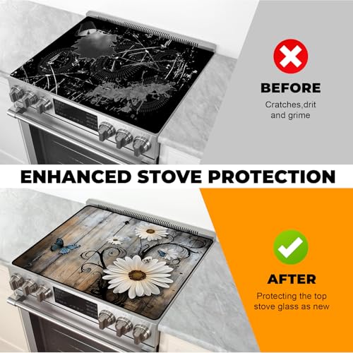 Image of Stove Top Cover for Glass Electric Stove (Daisy, 30 inch x 21 inch)