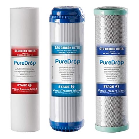 PureDrop 10 In. x 2.5 In. Standard Reverse Osmosis Replacement Pre-Filter Pack (6 Month), White, (PDR-F3) Cover