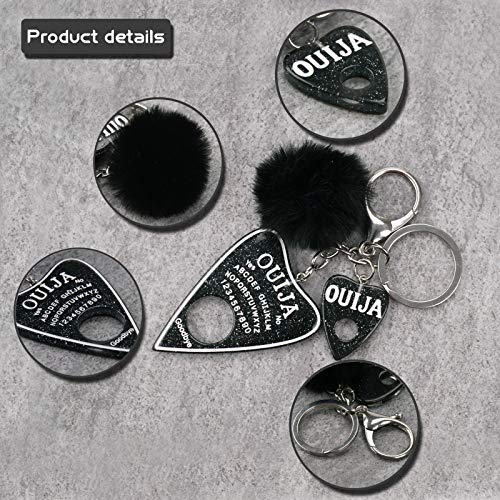 Sncek Women Ouija Board Resin Pompom Charms Car Wallet Cute Keychains Accessories For Key Chains Women For Car Keys Handbag Keyring Gothic Gift (Black) #TOP1