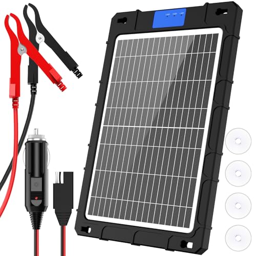AeternaSol 12V Solar Car Battery Charger 12W Waterproof Portable Solar Trickle Charger Maintainer...