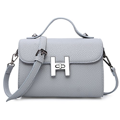 Sac à bandoulière Messenger-gris compact et léger doté d'une fermeture mini