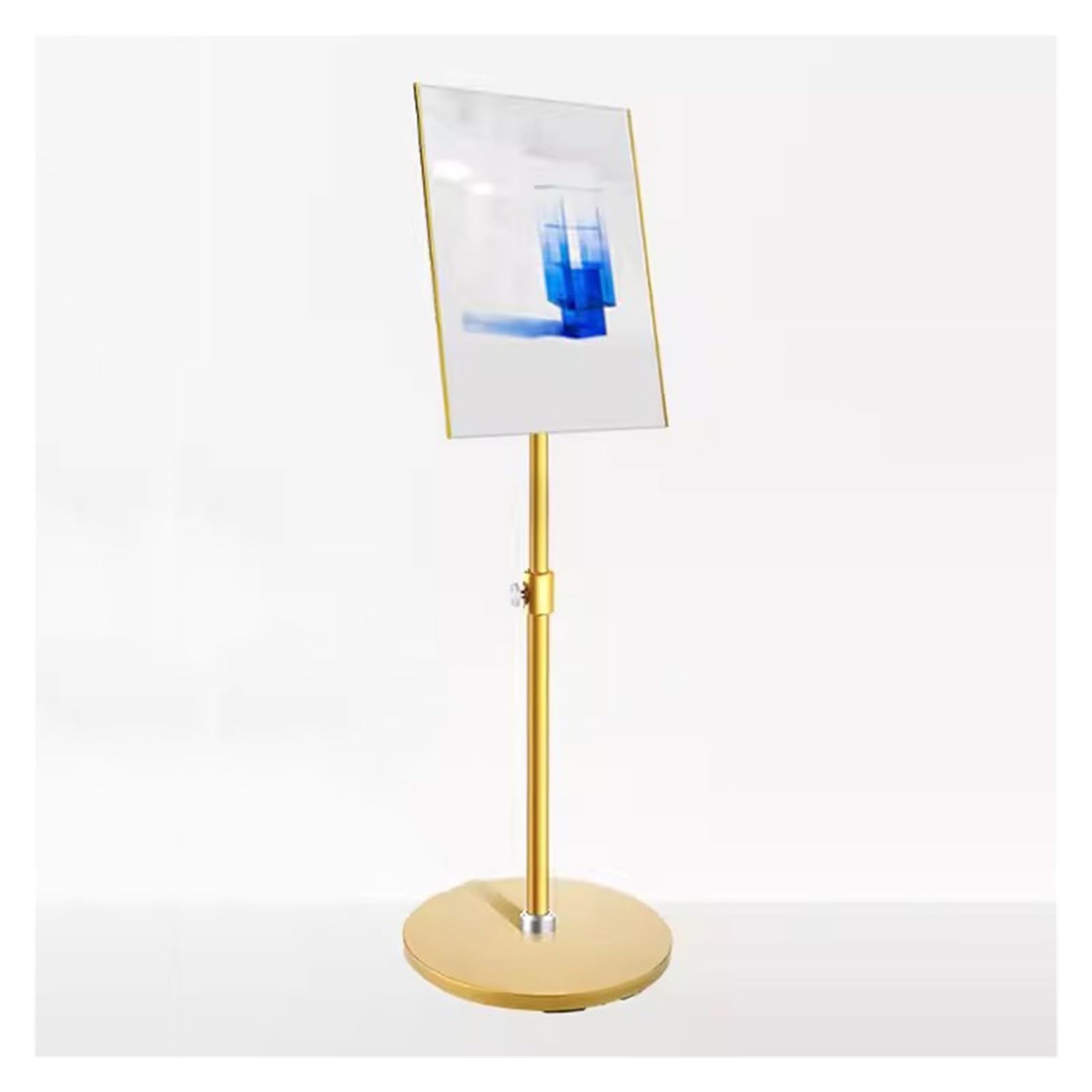 Soporte de Pedestal para Carteles con Base de Acero sólido Resistente, Soporte de Suelo Ajustable para Carteles Verticales y horizontales(Oro A4)