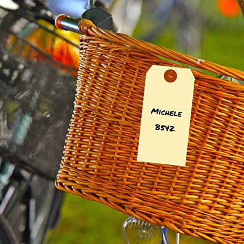 Smartsign Blank Manila Tags With Wire (Pre-Attached)- Pack Of 100, Size-5, 13Pt Thick Cardstock Shipping Tag, 4 3/4" X 2 3/8" Paper Hang Tags With Reinforced Fiber Patch #TOP4