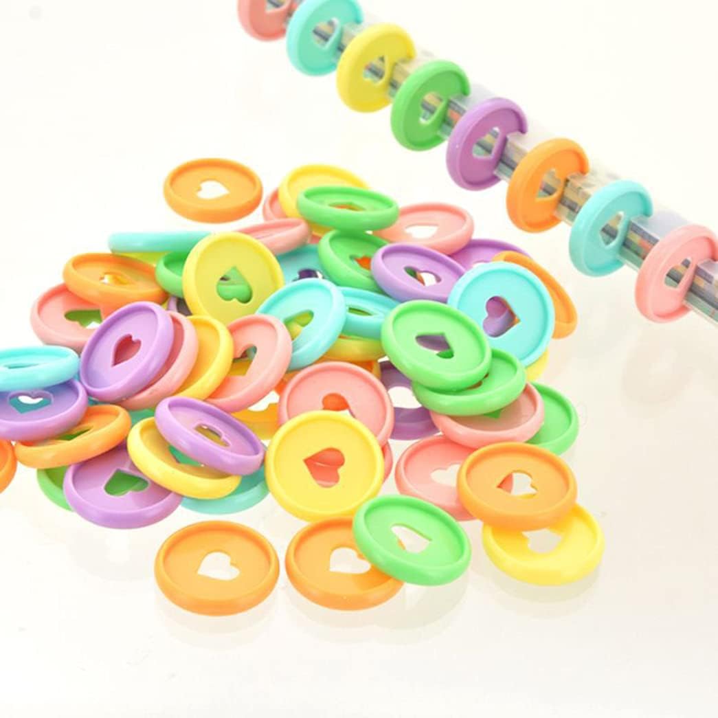 Bessy shop 90 Pcs Plastic Loose Leaf Binder Discs, 6 Colors Discbound Expansion Discs Heart Binder Rings for for Add Extra Pages, DIY Notebooks Planners (24mm)
