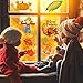 Supla 7 Sheets 102 Pcs Thanksgiving Window Clings Fall Window Stickers Decals Featuring Turkey Fall Maple Leaves Pumpkin Acorn Cornucopia Indian Corn for Autumn Harvest Festival Seasonal Decorations