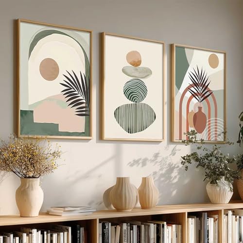 Image of Kalit Kala Decor Home Decor Boho Painting Decorative Wall Art poster With Frame For Living Room Bed Room Hotel Wall Decor Digital Reprint Set of 3 (19X25 inch)
