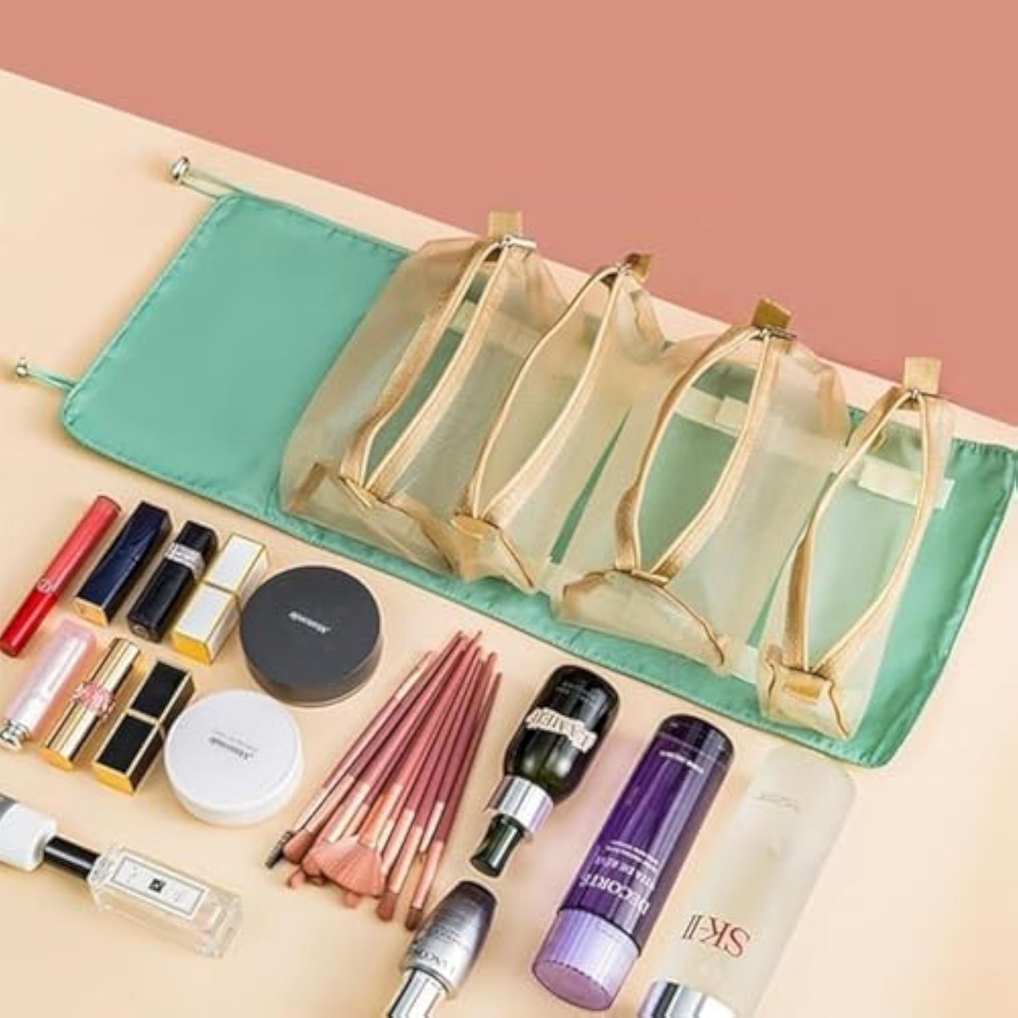4-in-1 Foldable Toiletry Bag for Travel, Multicolor