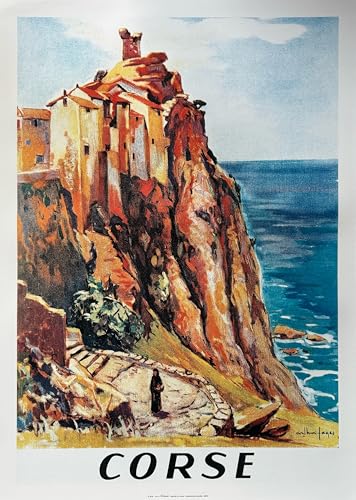 Poster Corse Village de Nonza Arthur Fages pour une déco de salon rétro