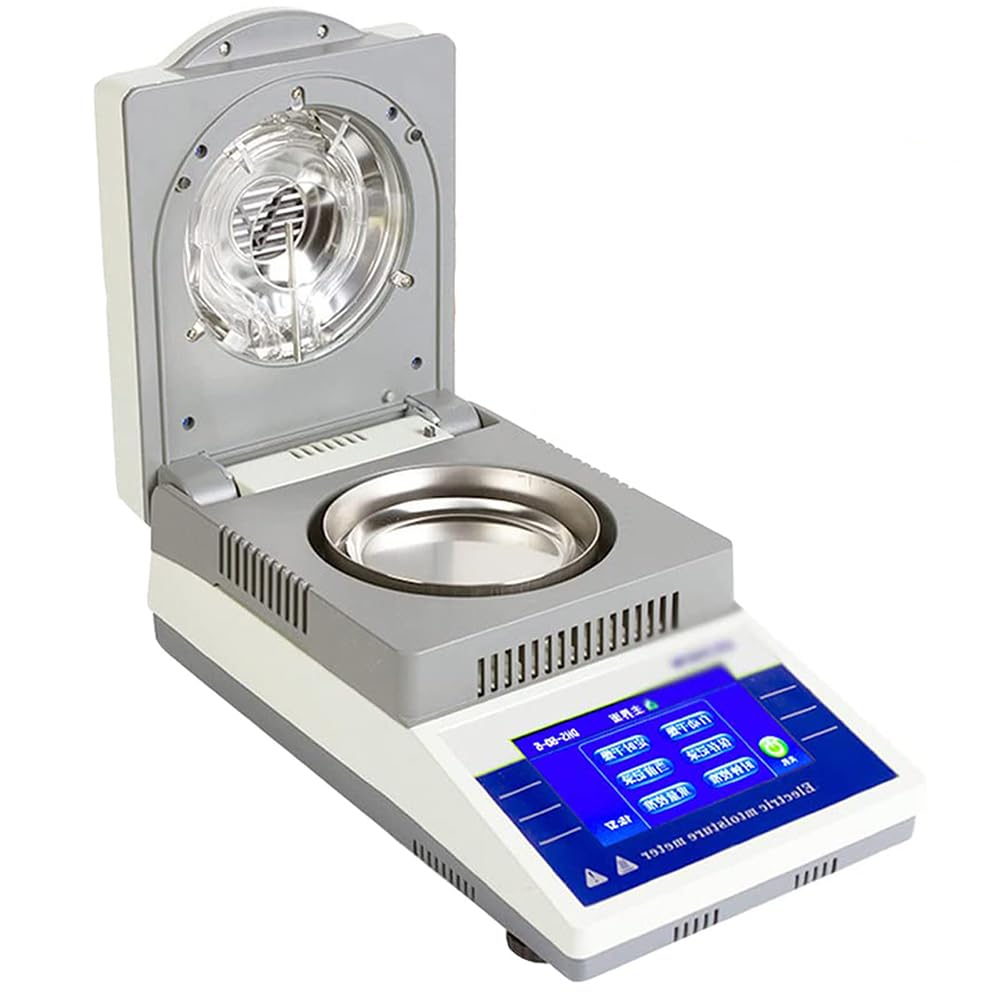 Digitaler Touchscreen-Feuchtigkeitsanalysator, elektronischer Feuchtigkeitstester, automatischer Halogen-Heizungs-Feuchtigkeitsmesser-Tester, 110 g Kapazität, 1 mg Ablesbarkeit, Chemie, Biologie, Le