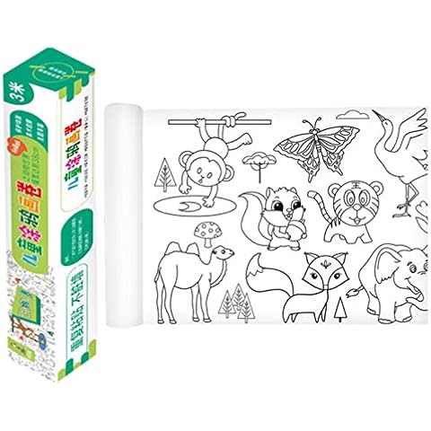 Children's Drawing Roll, Large Coloring Paper Roll for Kids, DIY Painting Drawing Paper Color Filling Paper Stickable Continuous Coloring Wallpaper Poster for Kids Cover